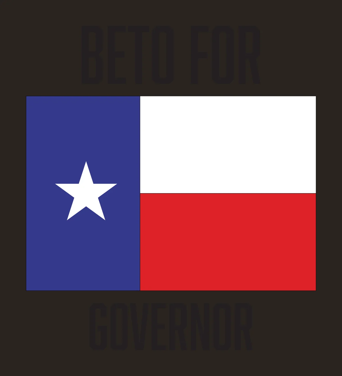 BETO FOR GOVERNOR Texas flag design with five-pointed star, block lettering, blue vertical bar and red stripe in white contrast preview thumbnail