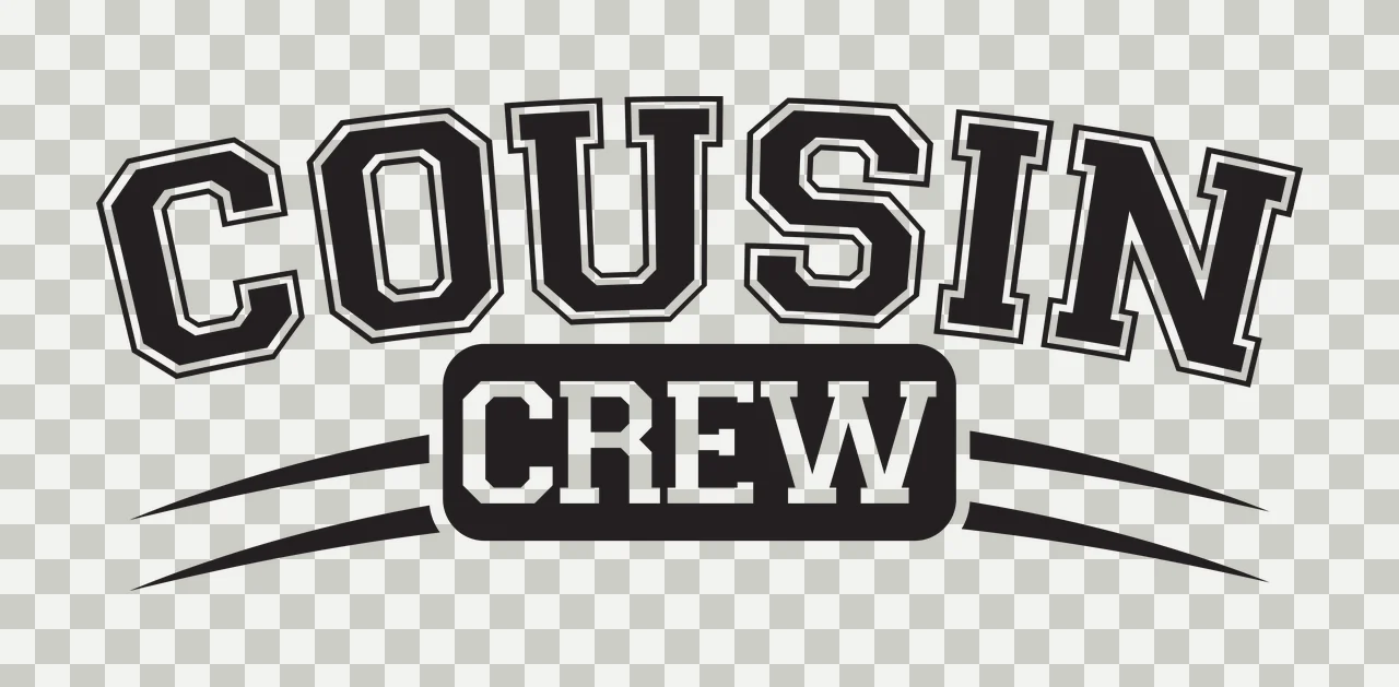 Cousin Crew Lettering On Curved Lines typography collegiate transparency and detail preview thumbnail