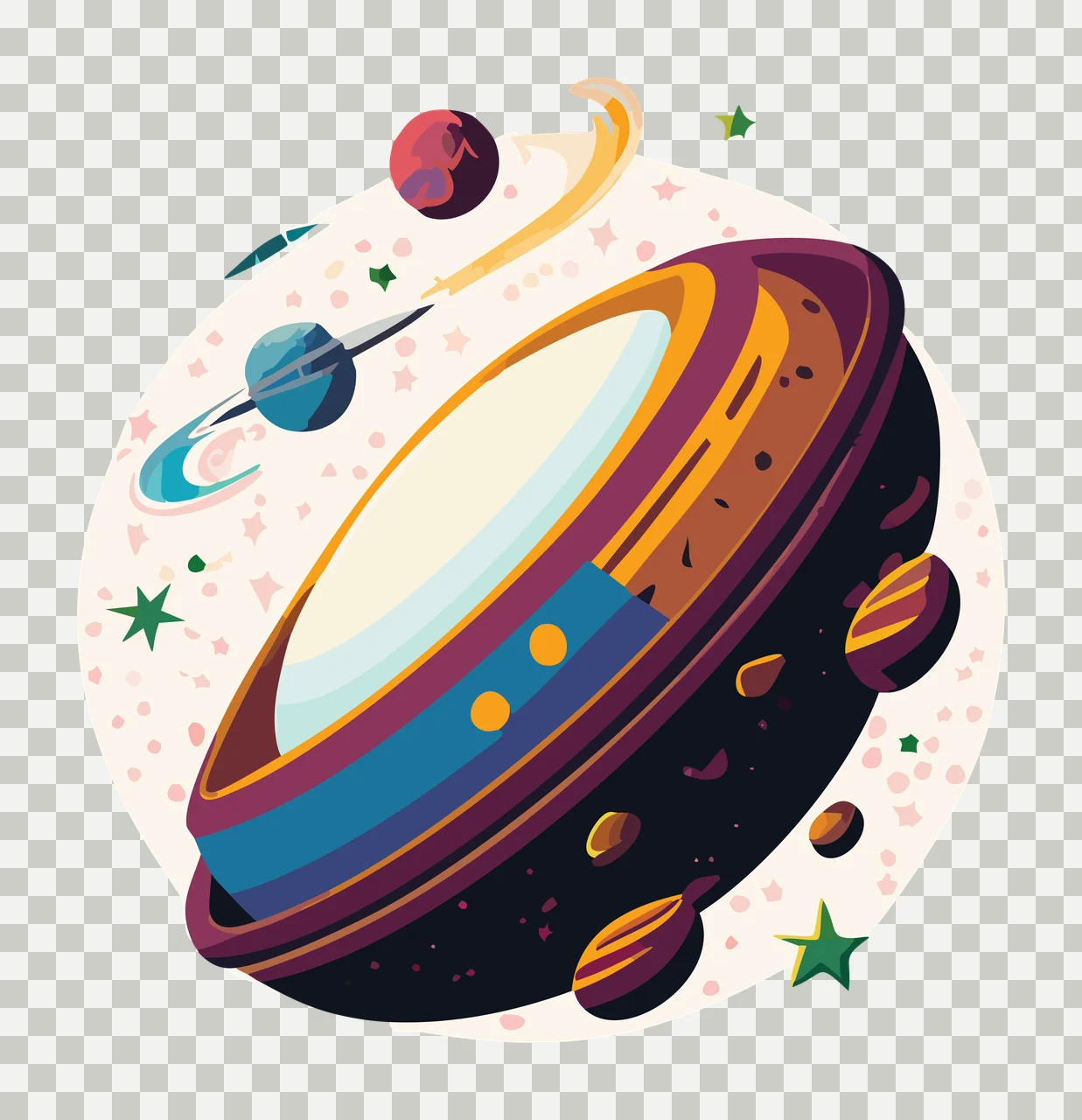 Space Celestial Planet With Orbiting Rings stars minimalist silhouette transparency and detail preview thumbnail