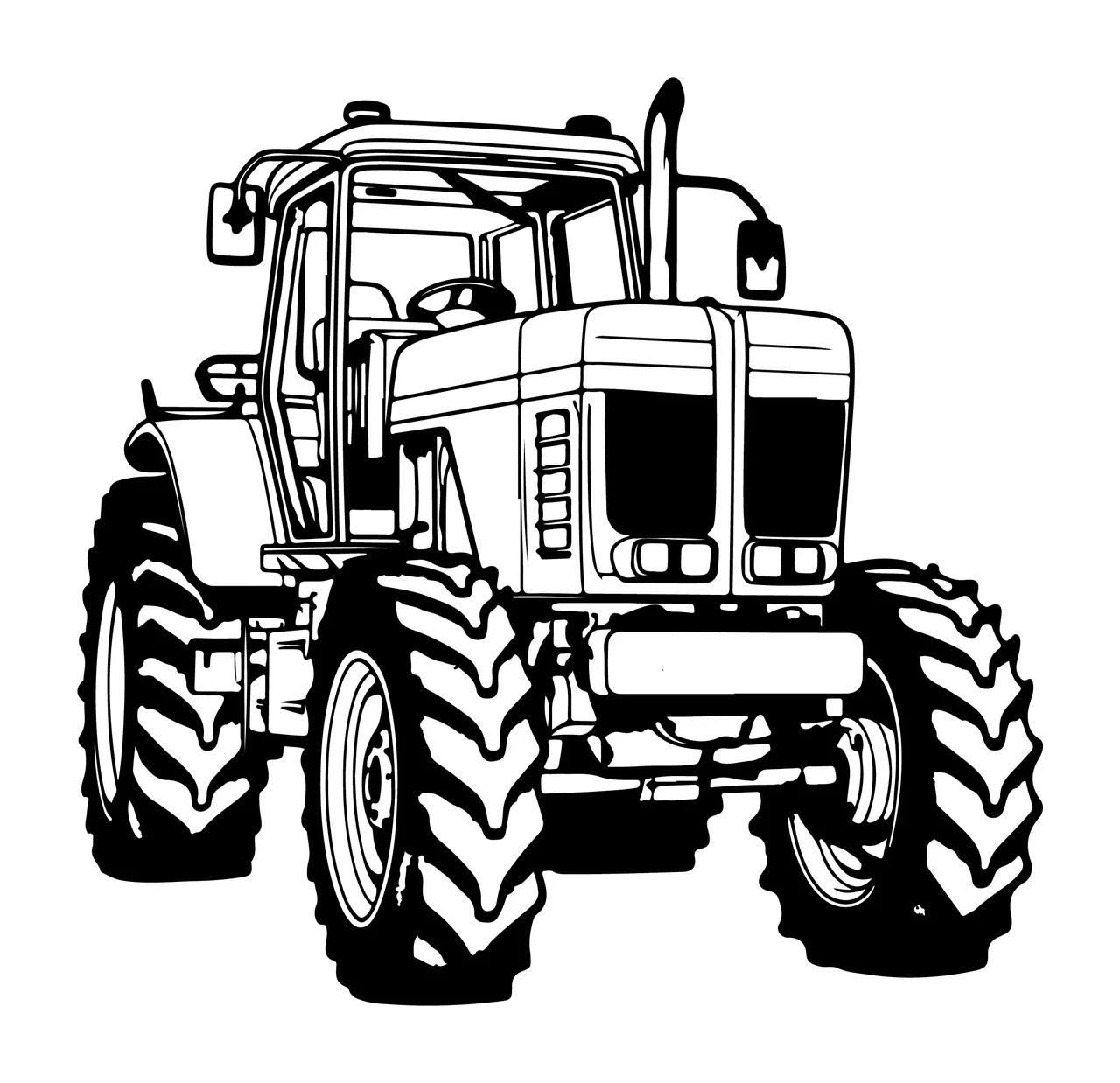 Tractor Heavy Agricultural Equipment Line Art exhaust pipe