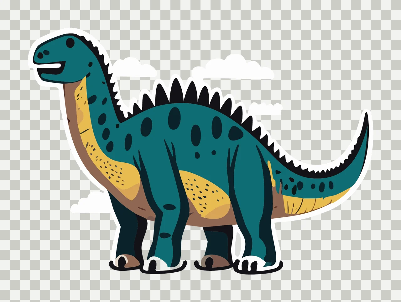 Dinosaur Silhouette With Simple Clouds standing tails spikes transparency and detail preview thumbnail