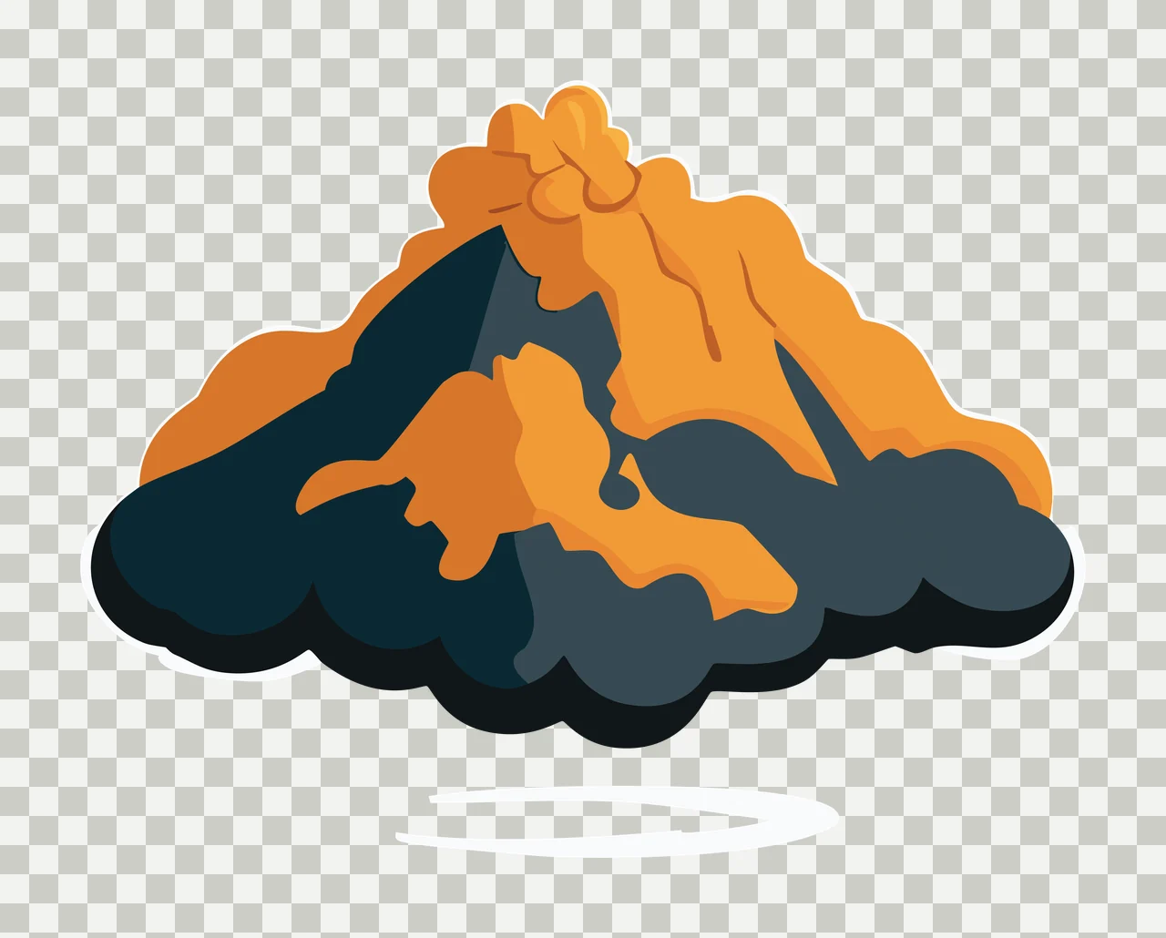 Volcano Silhouette With Smoke Cloud erupting black white plain transparency and detail preview thumbnail