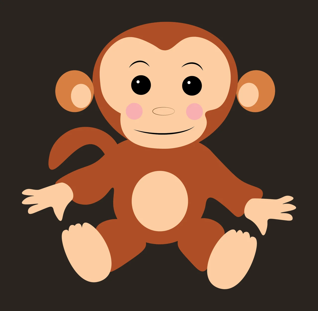 Animal Simple Black Silhouette Of A Sitting Monkey tail round ears contrast preview thumbnail