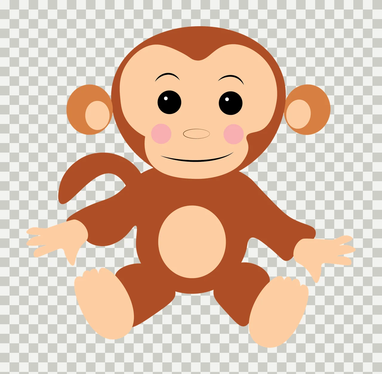 Animal Simple Black Silhouette Of A Sitting Monkey tail round ears transparency and detail preview thumbnail