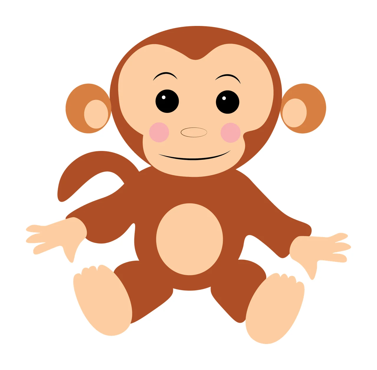 Animal Simple Black Silhouette Of A Sitting Monkey tail round ears