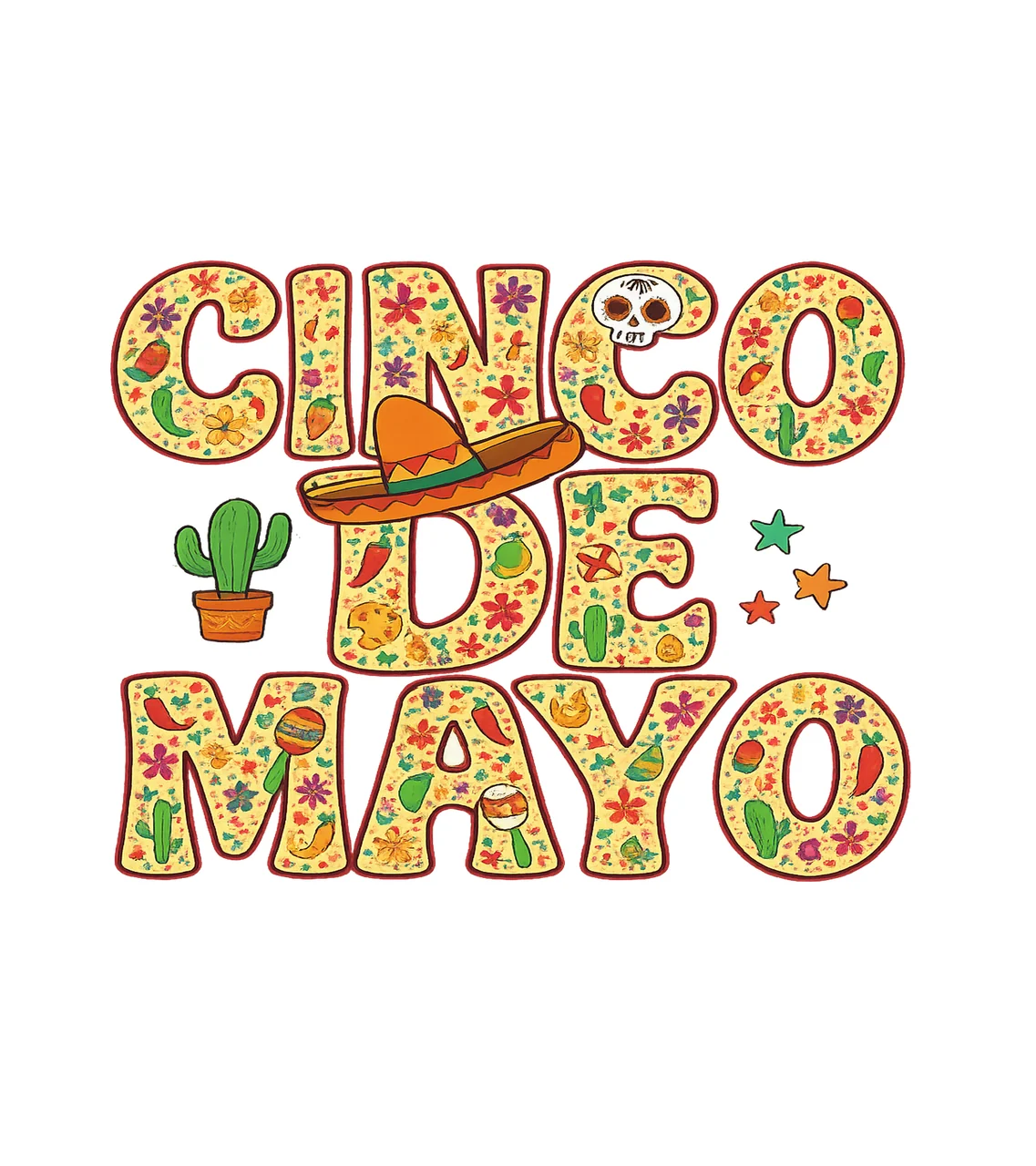 Cinco De Mayo Typography Celebrate With Lettering sombrero