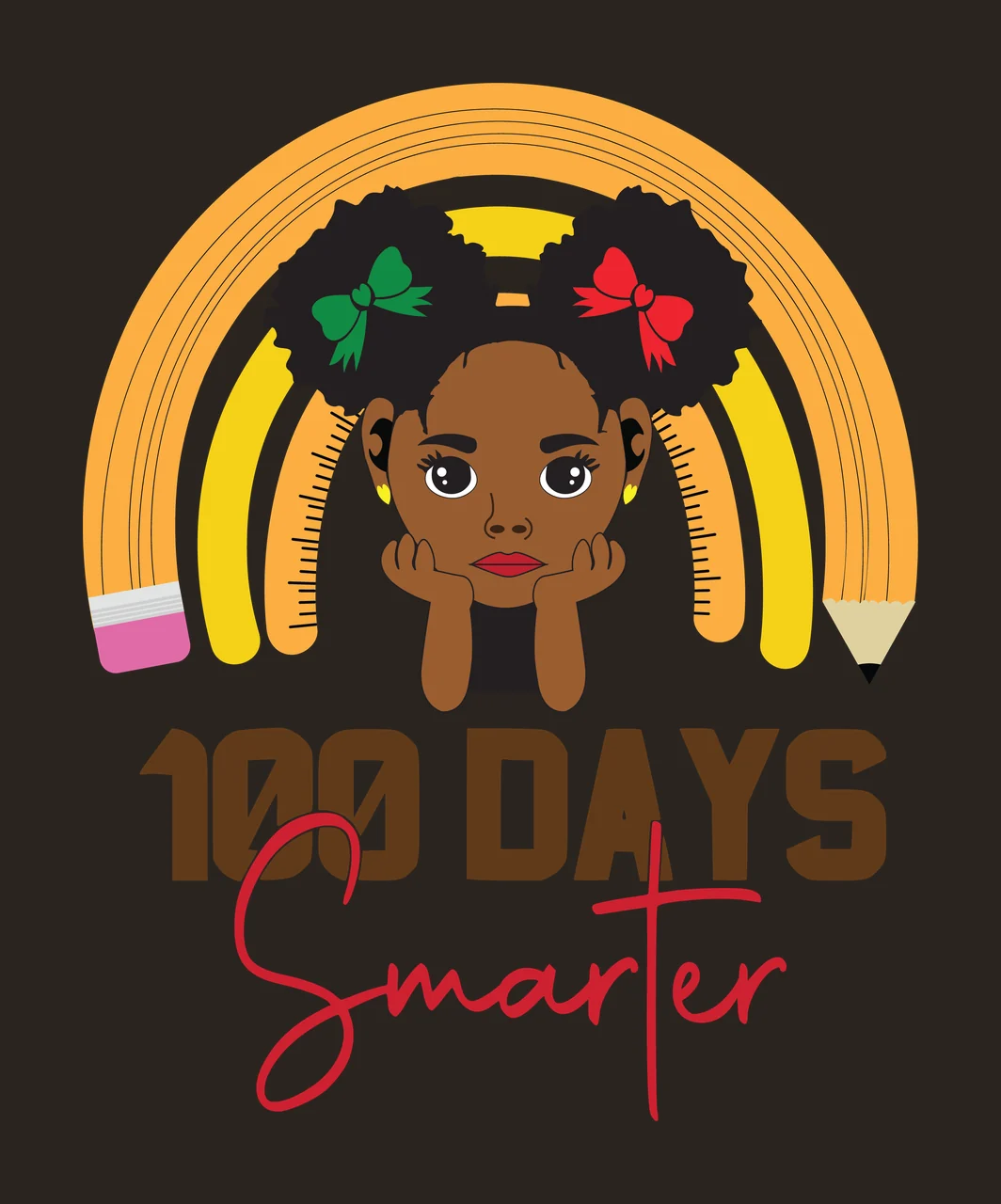 Black 100 Days Smarter With Rainbow shining silhouette of hair contrast preview thumbnail
