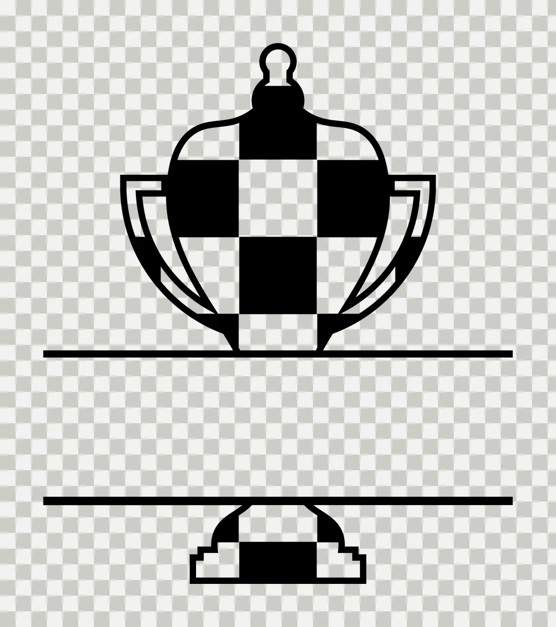 A Checkered Trophy Cup Silhouette With Central Bar checkerboard transparency and detail preview thumbnail