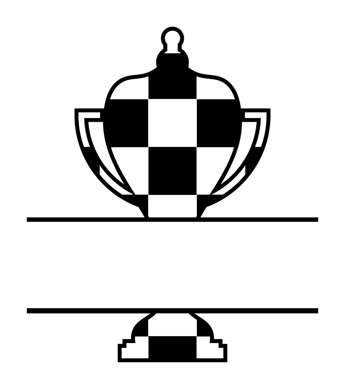 A Checkered Trophy Cup Silhouette With Central Bar checkerboard