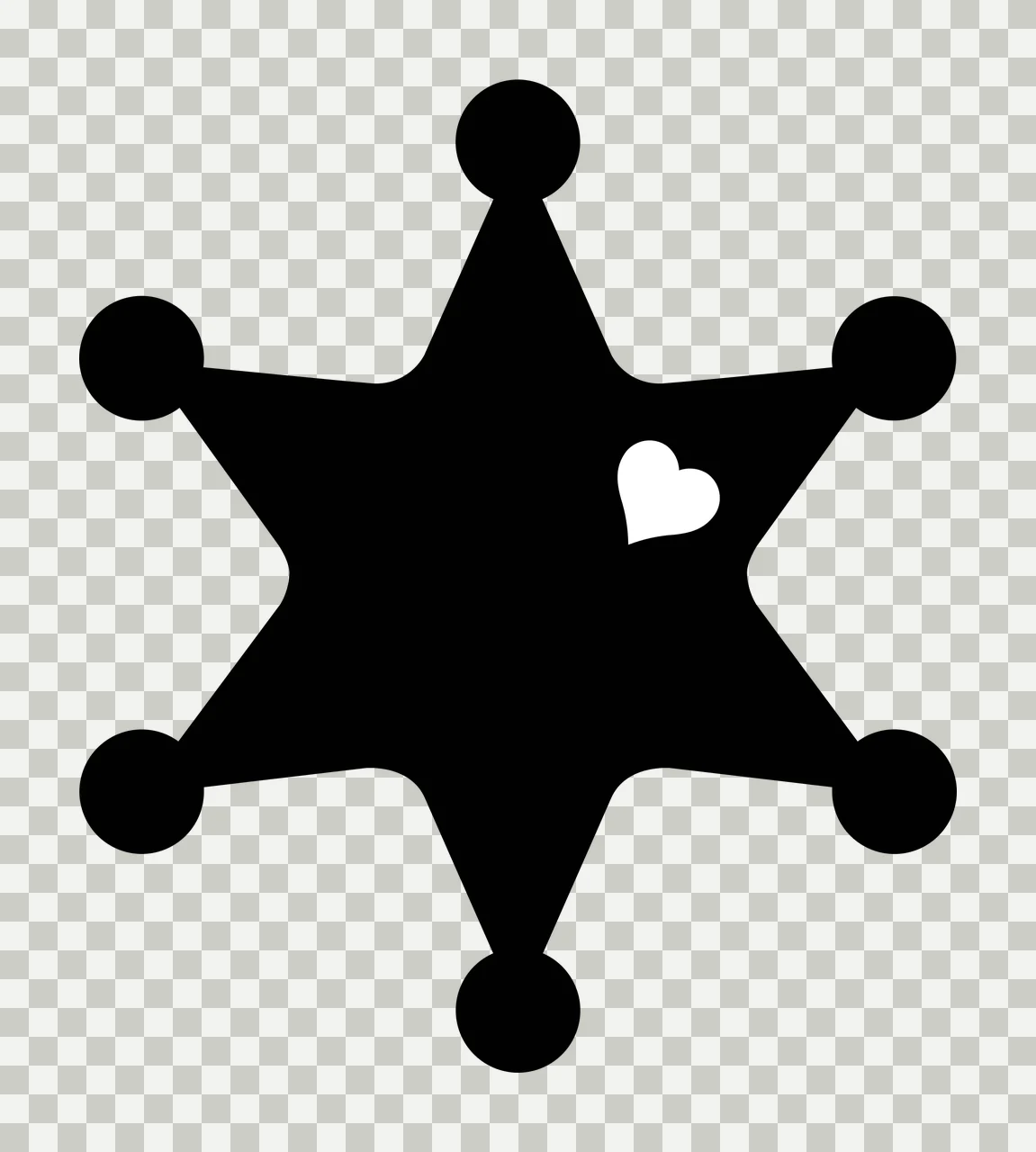 Keychain Black Six Pointed Badge Silhouette points circles transparency and detail preview thumbnail