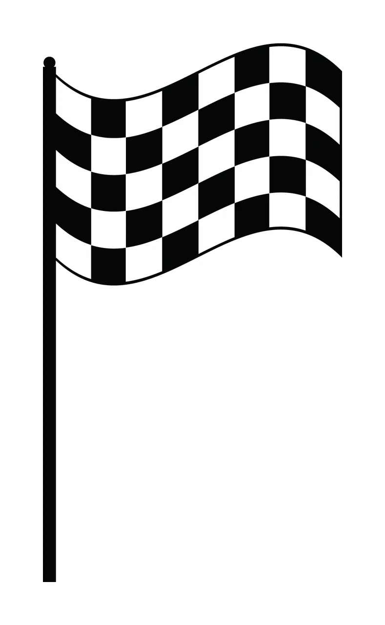 Checkered Race Flag On A Pole Waving pattern black white plain