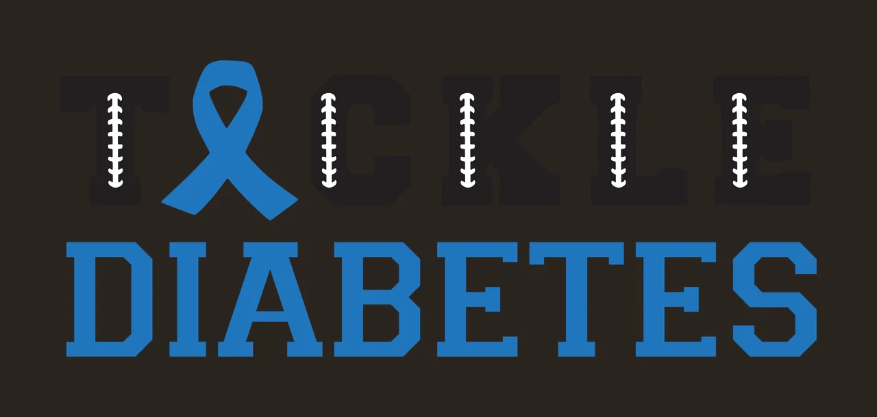 TACKLE DIABETES Tackle Diabetes logo design with blue ribbon, black letters with white lacing and white background contrast preview thumbnail