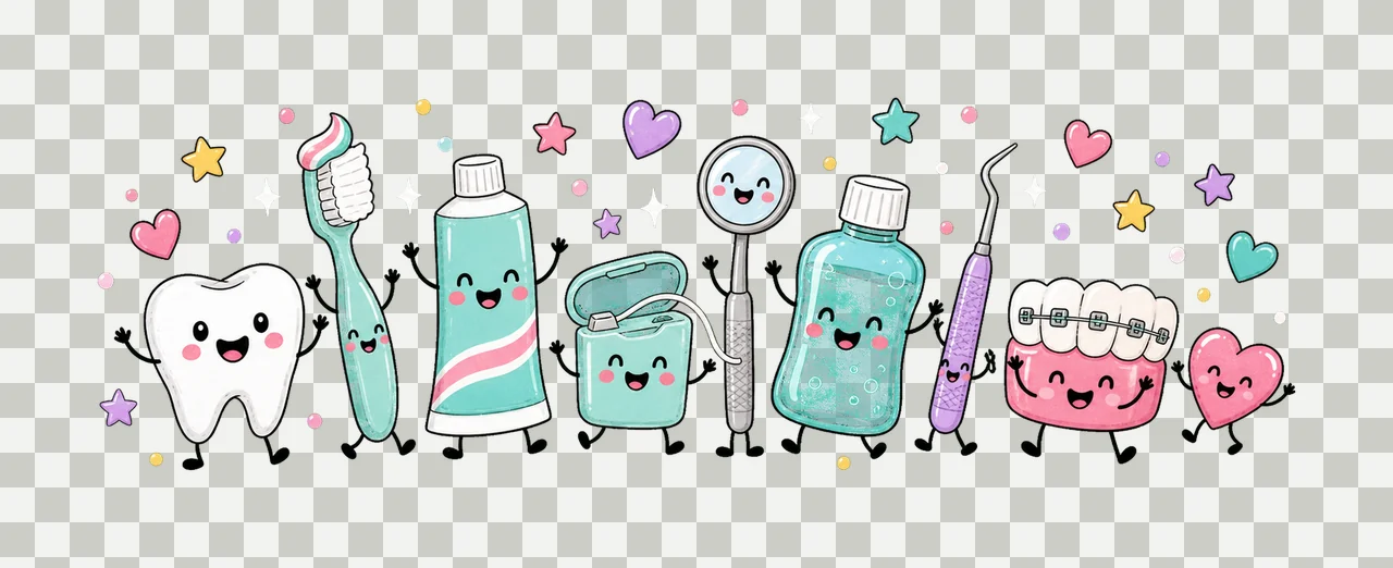 Dentist Doodle Cute Dental Characters Design Variation C transparency and detail preview thumbnail