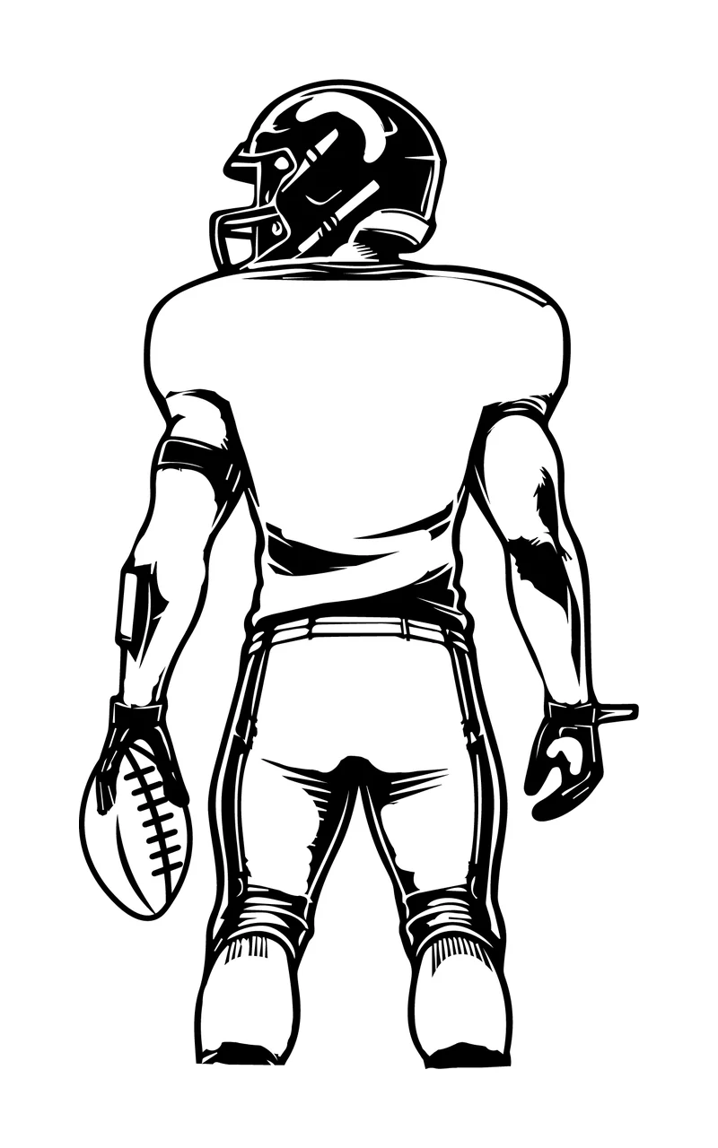 Football Player Standing With Ball helmet jersey gloves graphic