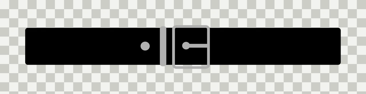 Black Horizontal Belt Shape With A Central Buckle flat white transparency and detail preview thumbnail