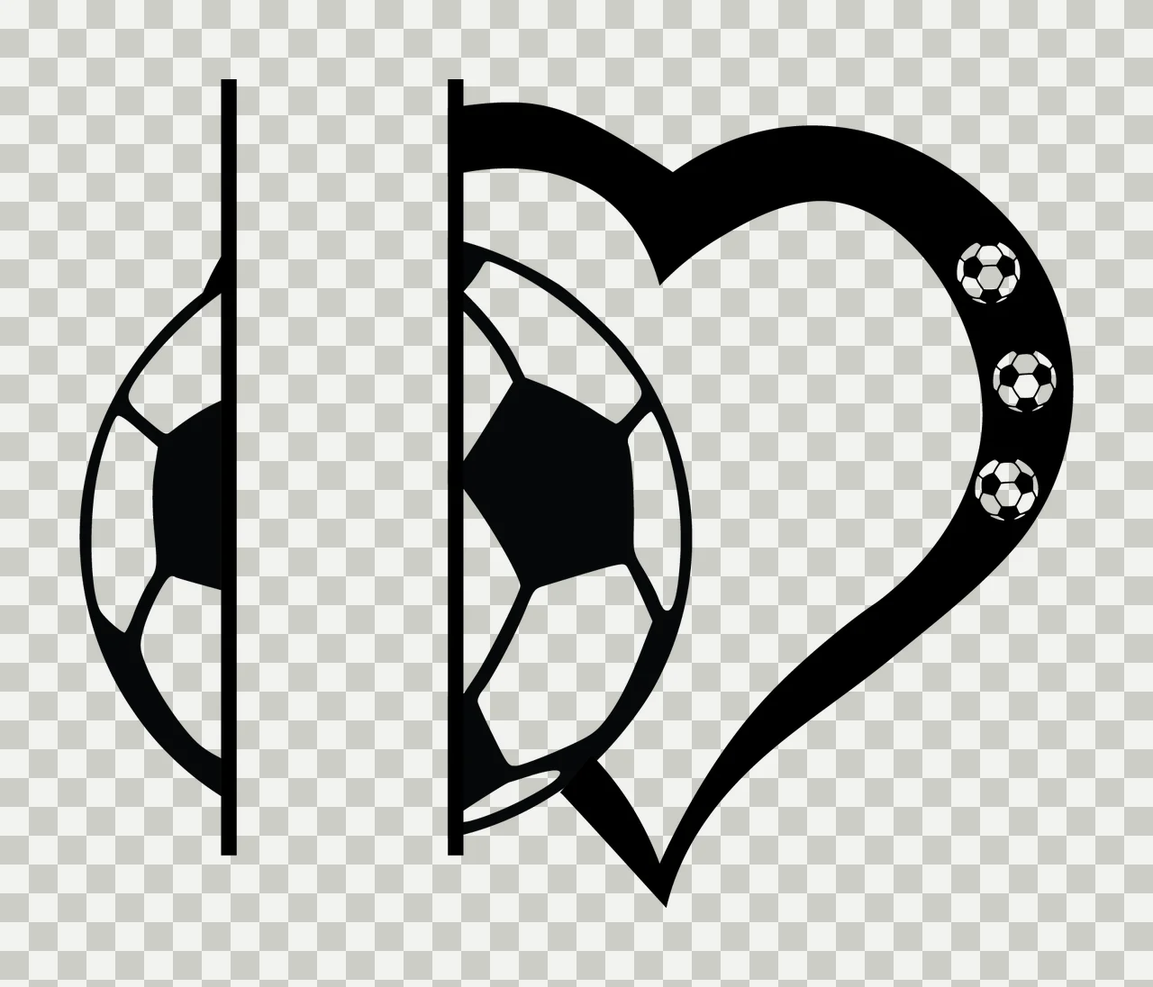 Soccer Ball With Heart Frame Icon contained smaller balls black transparency and detail preview thumbnail