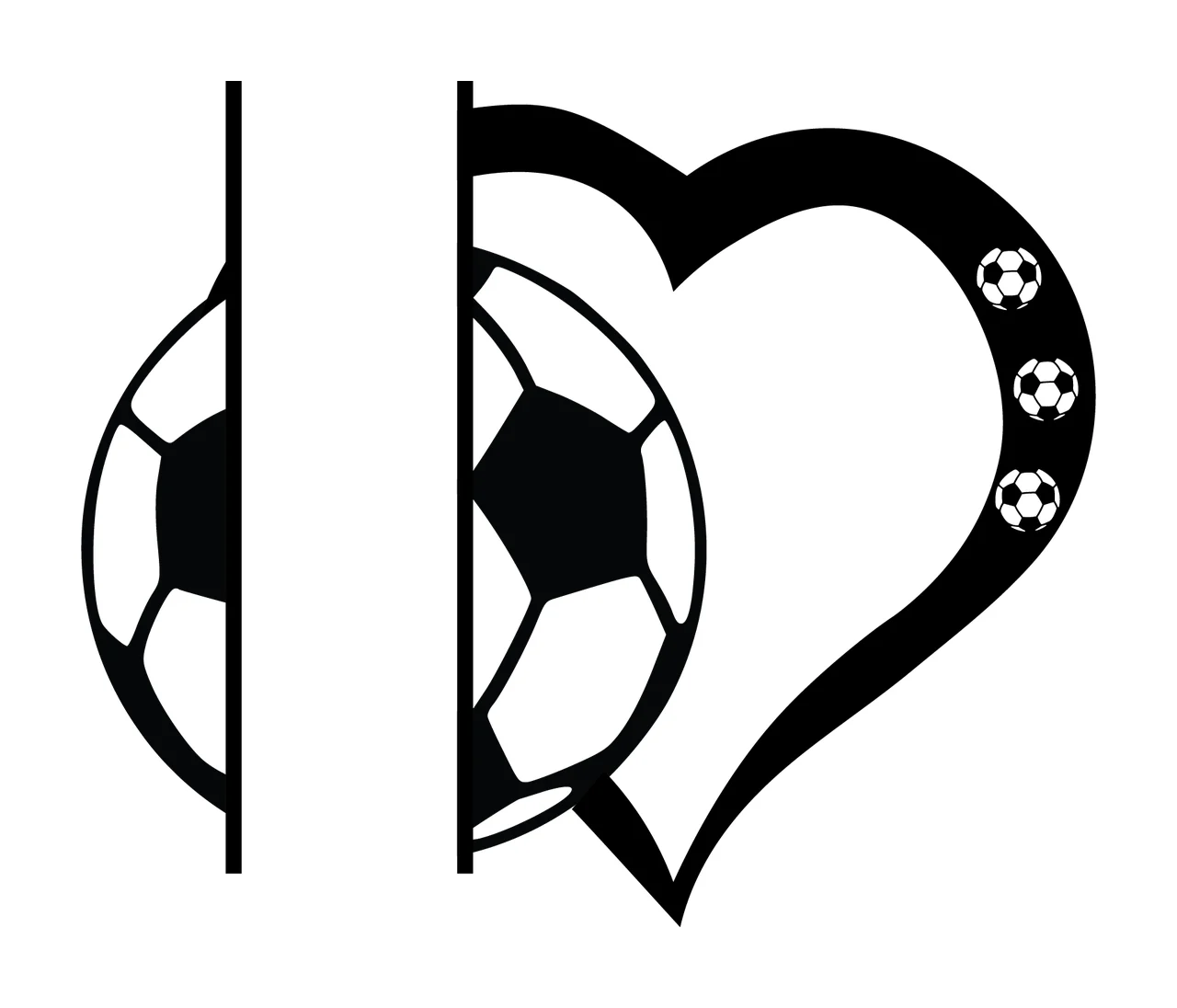 Soccer Ball With Heart Frame Icon contained smaller balls black