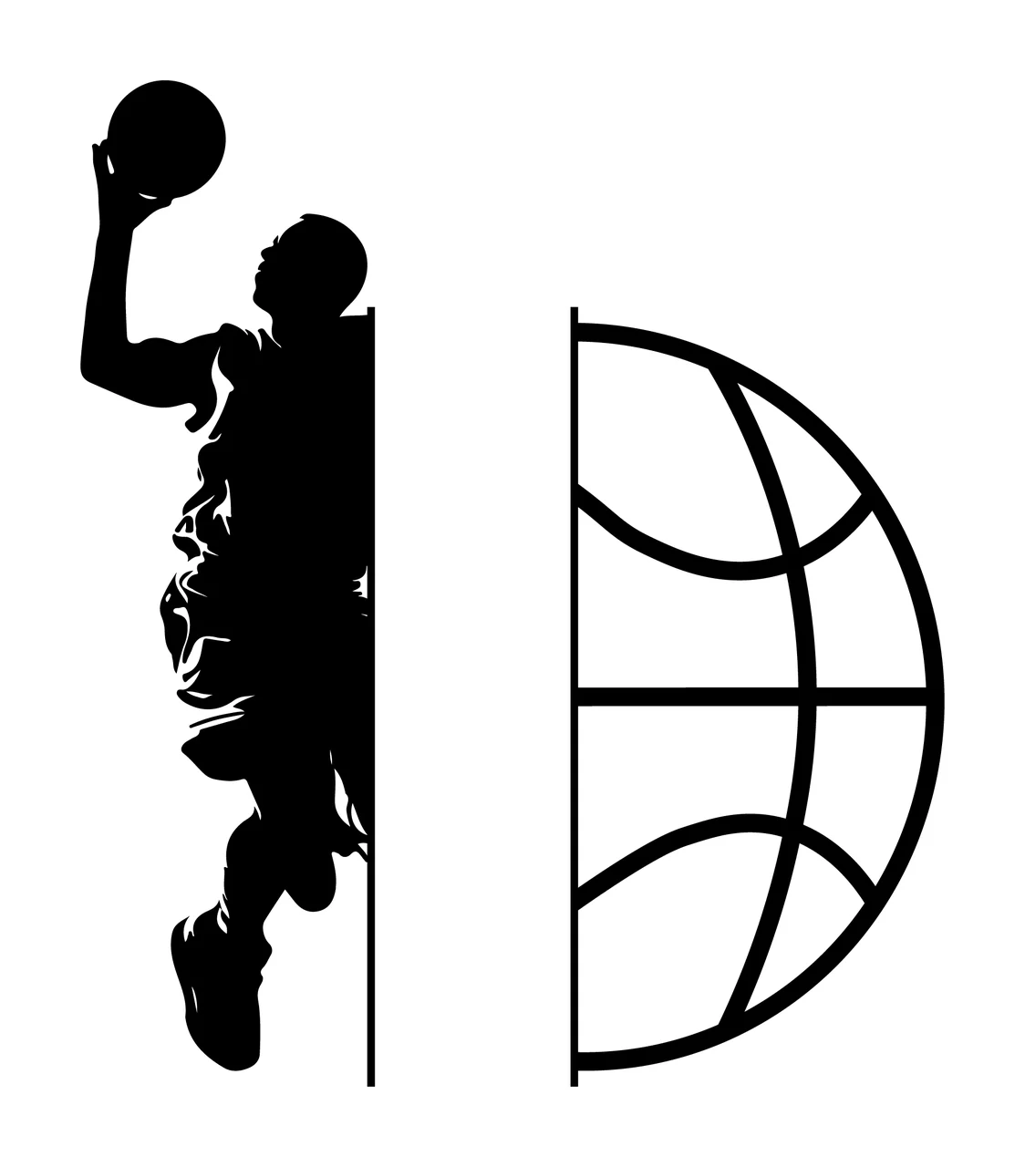 Ball Basketball Player Silhouette Beside A Large Line shooting
