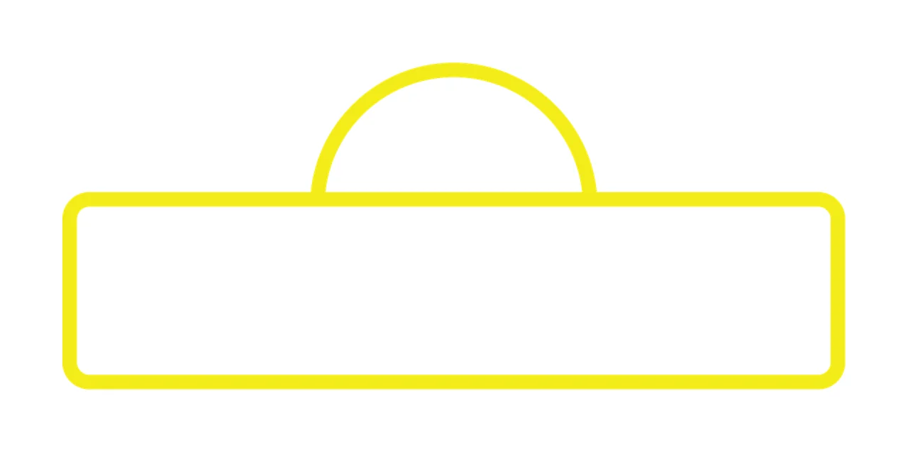 Simple Black Outline Of A Rectangle With Semi shape circle