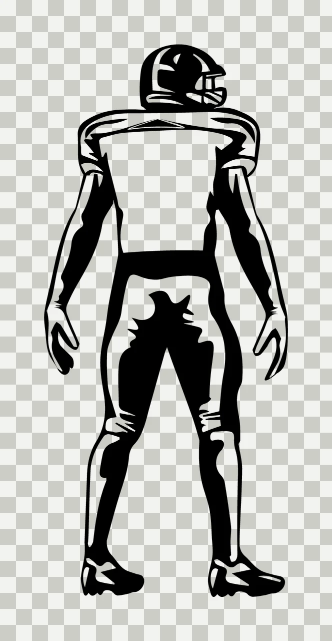 Football Player Rear View Standing Pose helmet uniform graphic transparency and detail preview thumbnail