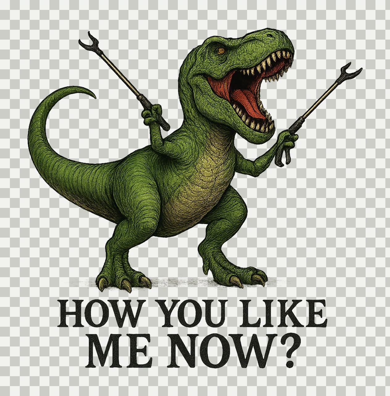 How You Like Me Now Dinosaur Funny Rex Design Sublimation transparency and detail preview thumbnail