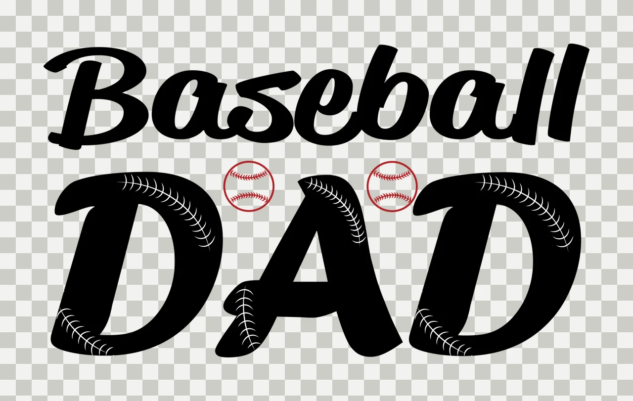 Baseball Dad Text With Ball Icons display typographic black transparency and detail preview thumbnail