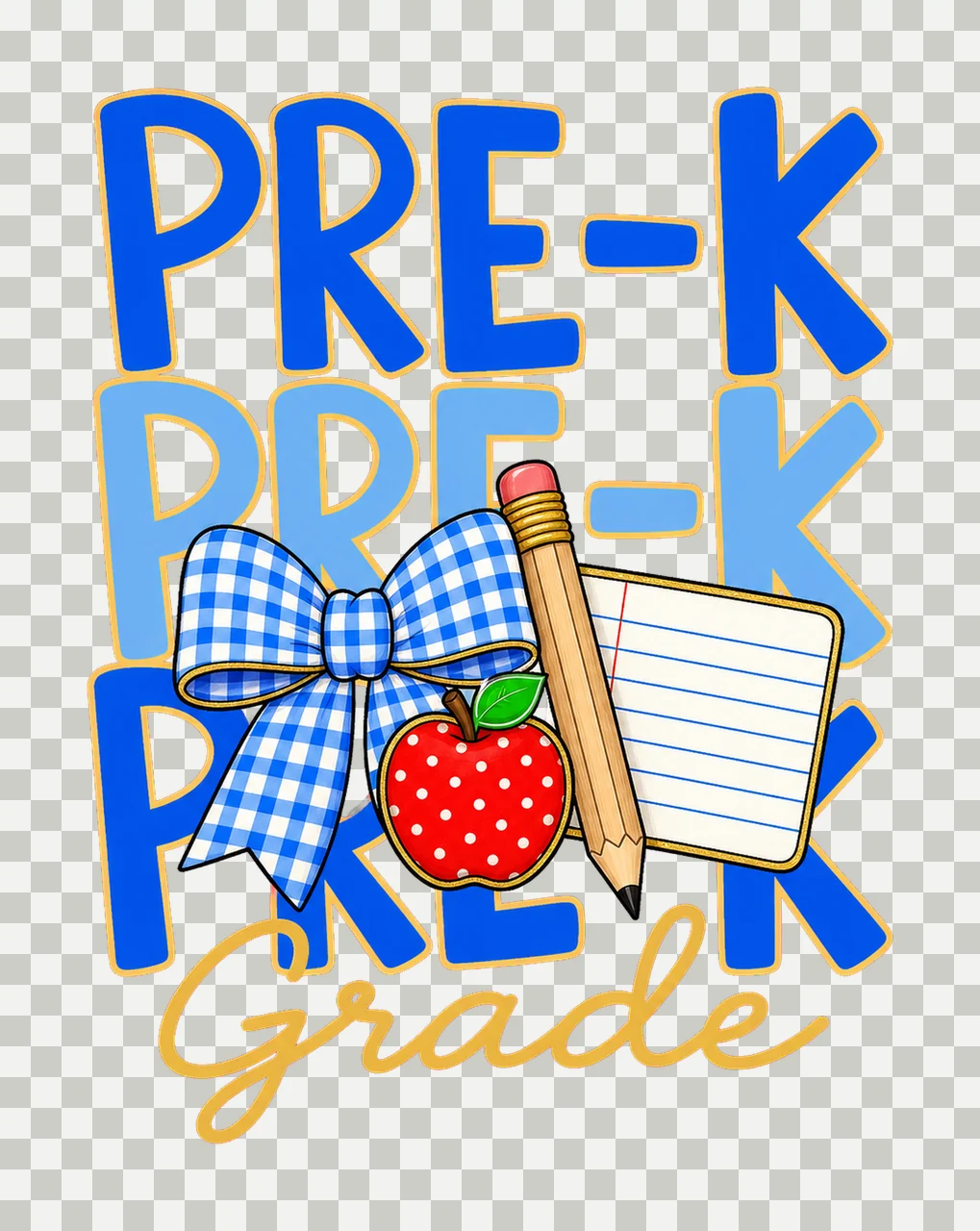 Preppy Teacher Blue Gingham Grade Series bundle 01 transparency and detail preview thumbnail