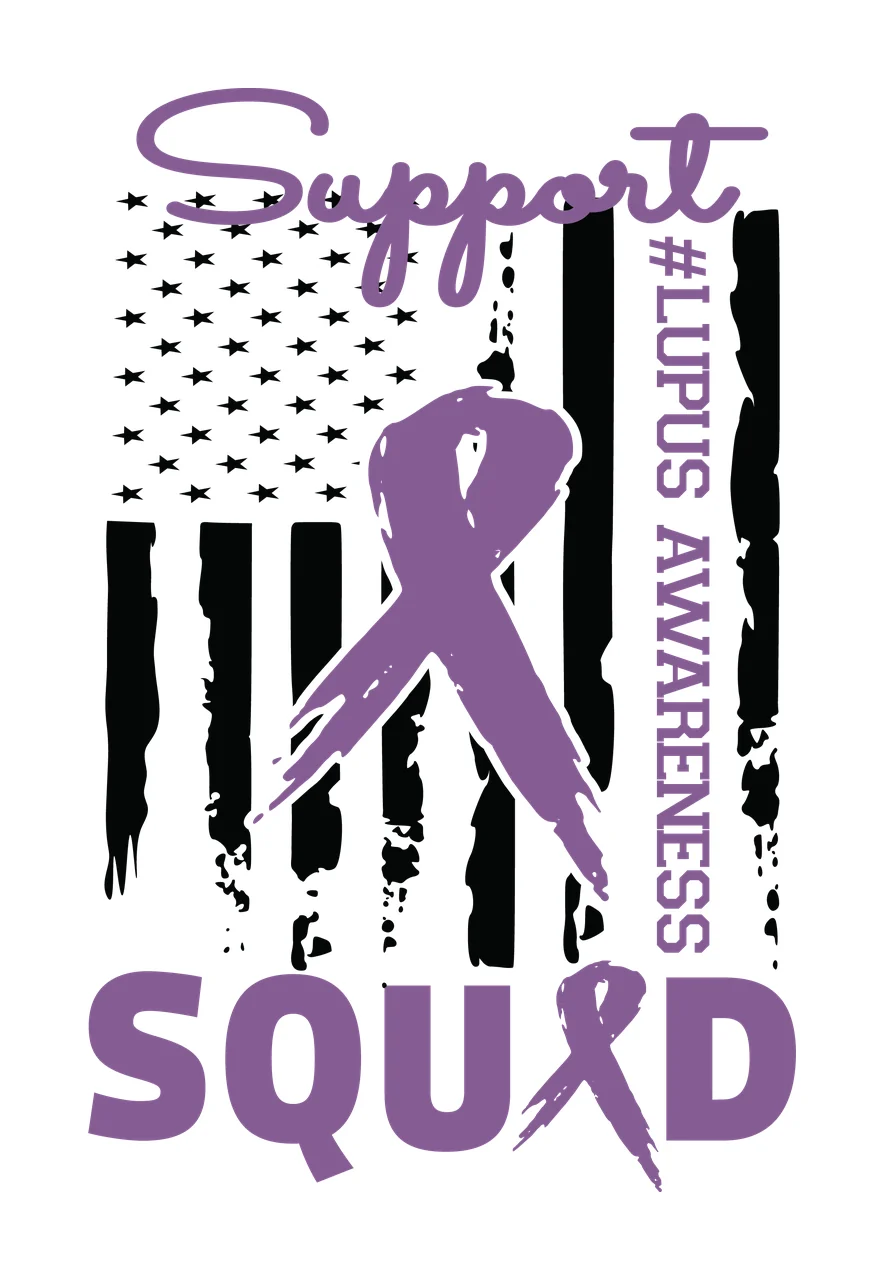 Support Lupus Awareness Squad Flag Design Display ribbon black