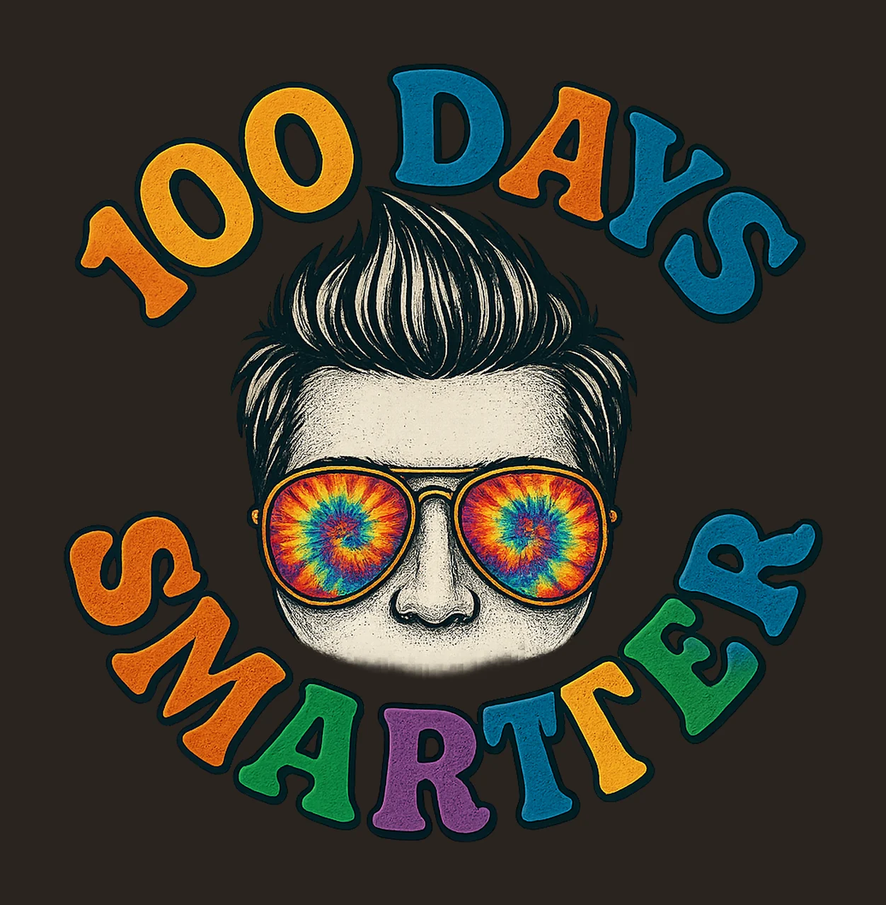 100 Days Smarter Tie Dye Kids Back to School Design Hippie contrast preview thumbnail