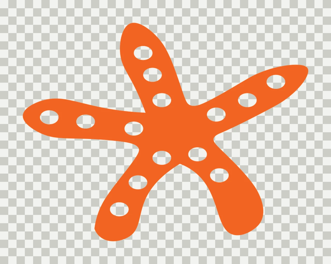 Sea Five Pointed Starfish Silhouette With Evenly Spaced circles transparency and detail preview thumbnail