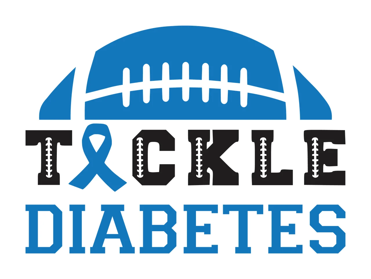 Ribbon Tackle Diabetes Football Graphic