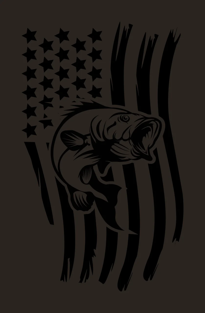 Black And White Leaping Fish Flag Graphic illustration stars contrast preview thumbnail