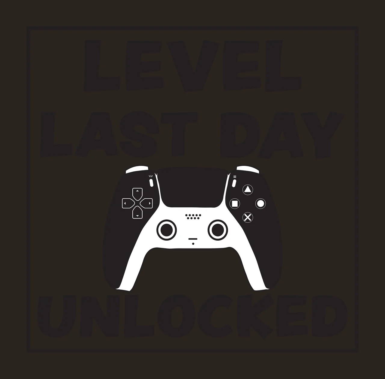 Level Last Day Unlocked Text with Game Controller Graphic Illustration Black and White Gaming Design contrast preview thumbnail