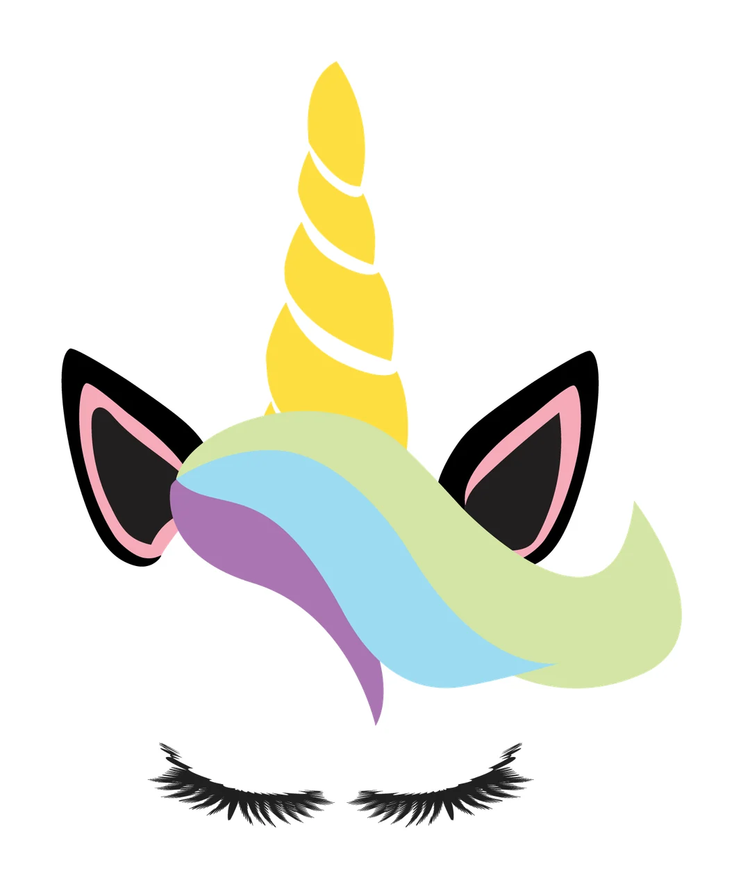 Unicorn Silhouette With Closed Eyes sleeping horn eyelashes