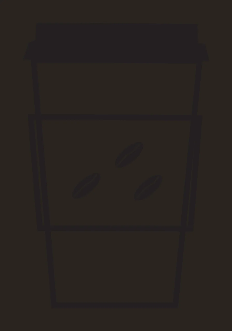 Line Art Illustration of Coffee cup icon with coffee beans with black coffee cup, black lid and three coffee beans in white contrast preview thumbnail