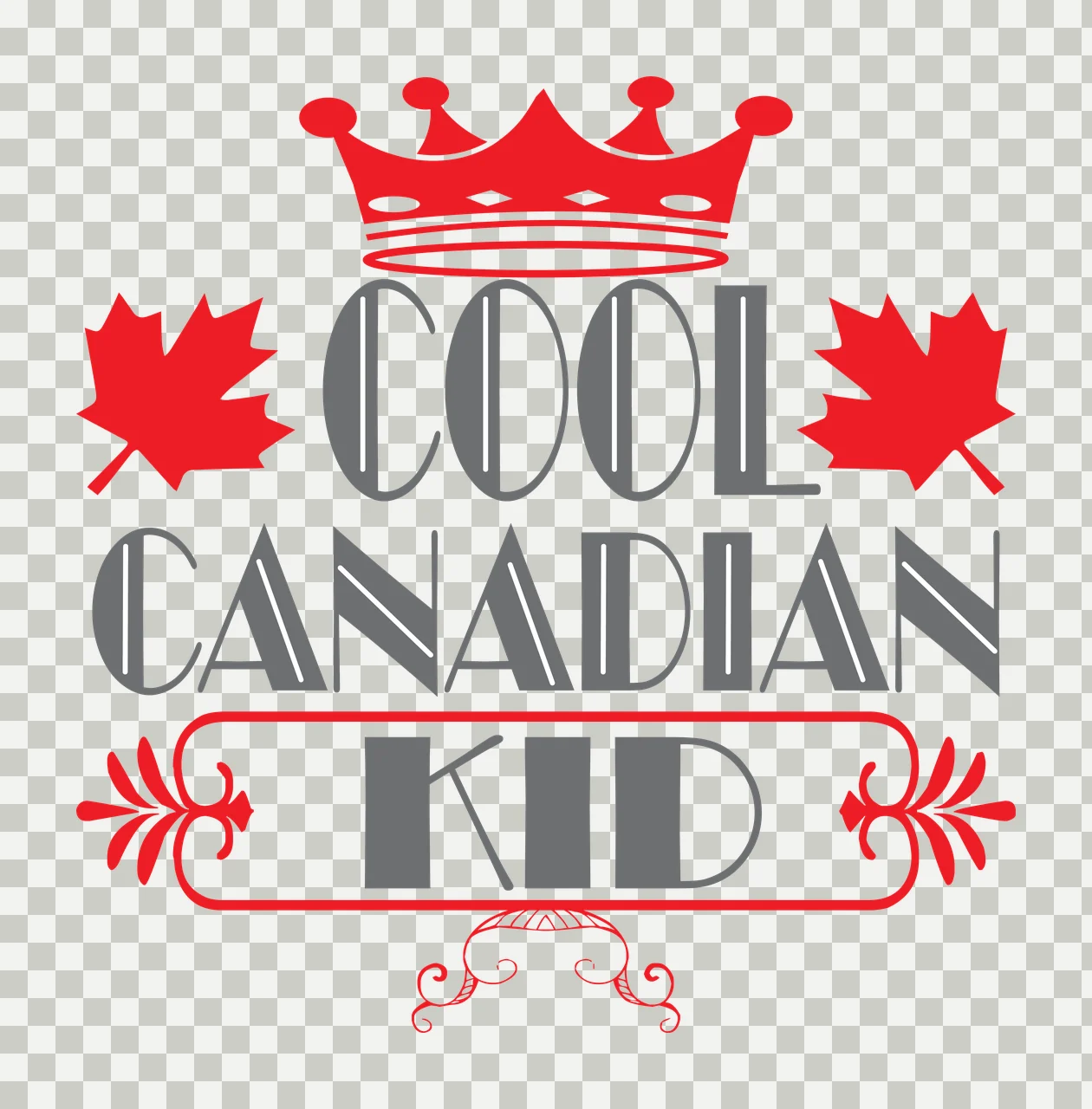 Canada Crown Graphic maple leaves serif text flourish frame transparency and detail preview thumbnail