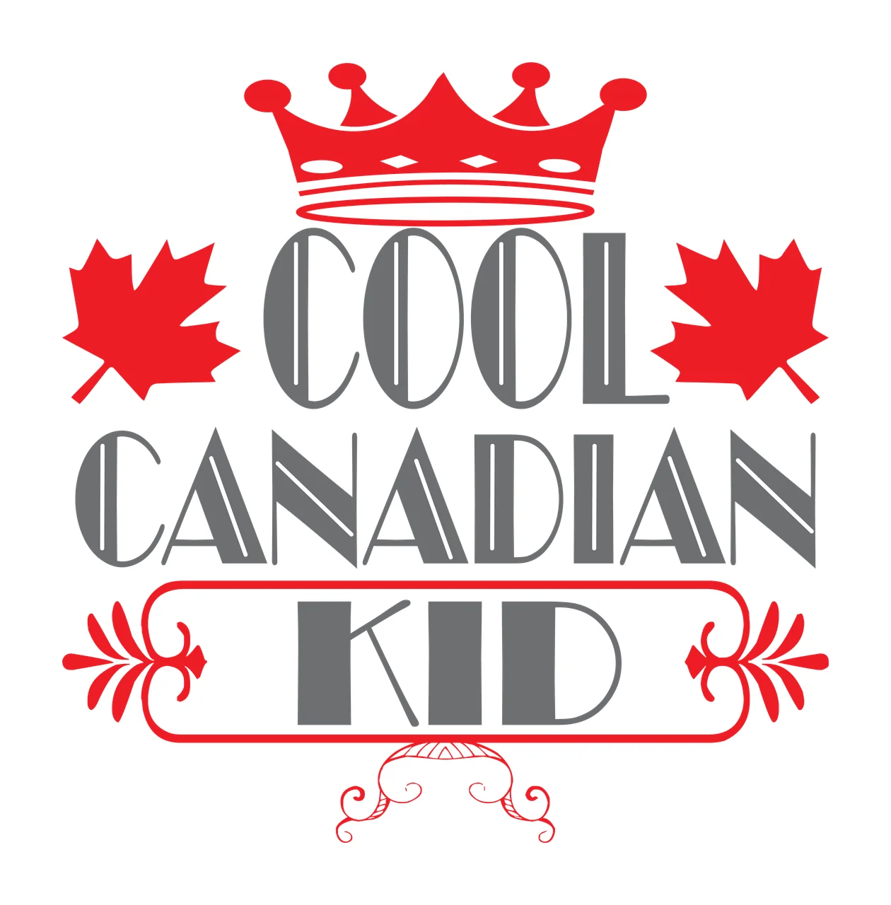 Canada Crown Graphic maple leaves serif text flourish frame