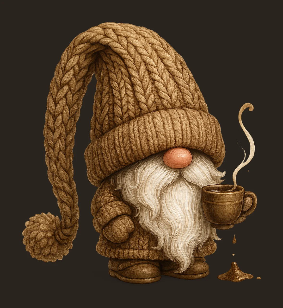 Cozy Coffee Gnome Watercolor Artwork Scrapbooking Design contrast preview thumbnail