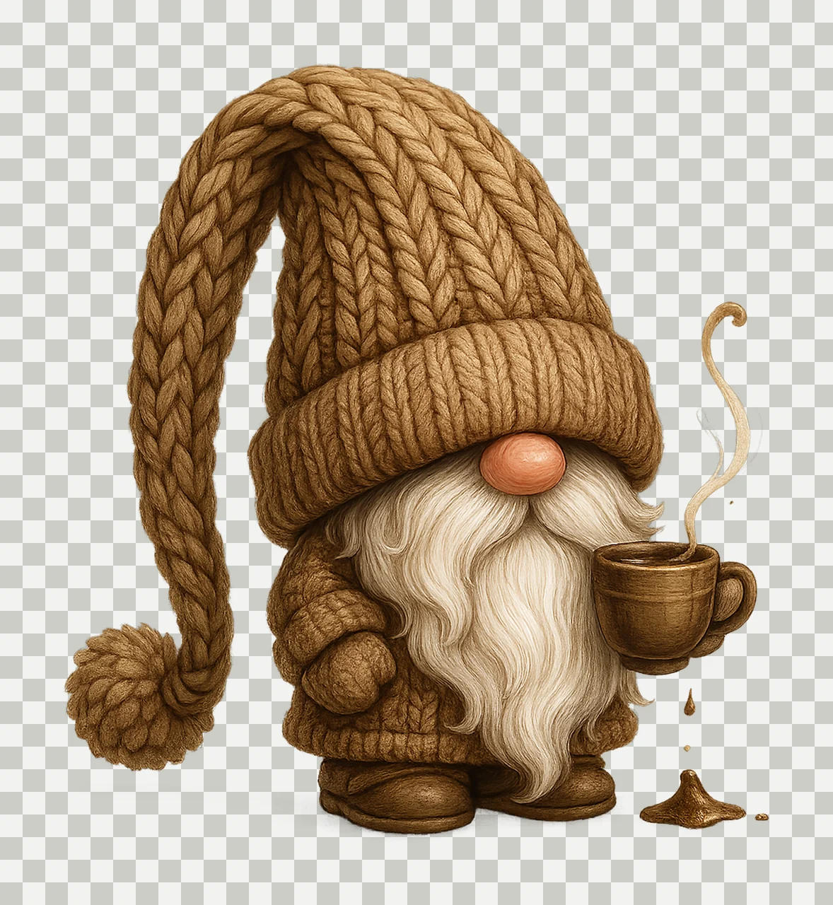 Cozy Coffee Gnome Watercolor Artwork Scrapbooking Design transparency and detail preview thumbnail