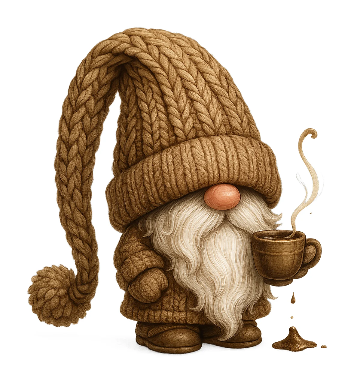 Cozy Coffee Gnome Watercolor Artwork Scrapbooking Design