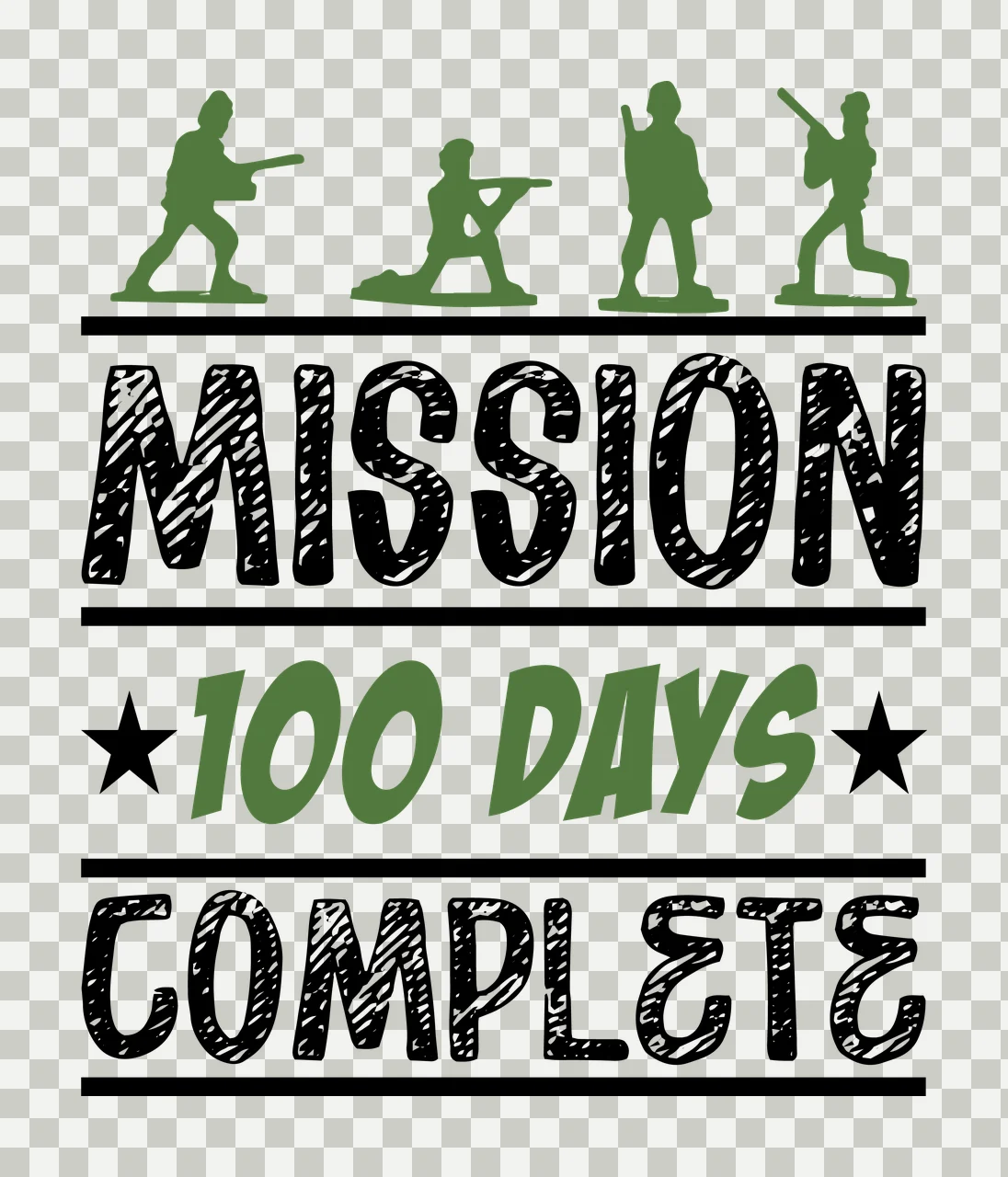 Mission 100 Days Complete Soldier Silhouettes toy soldiers transparency and detail preview thumbnail