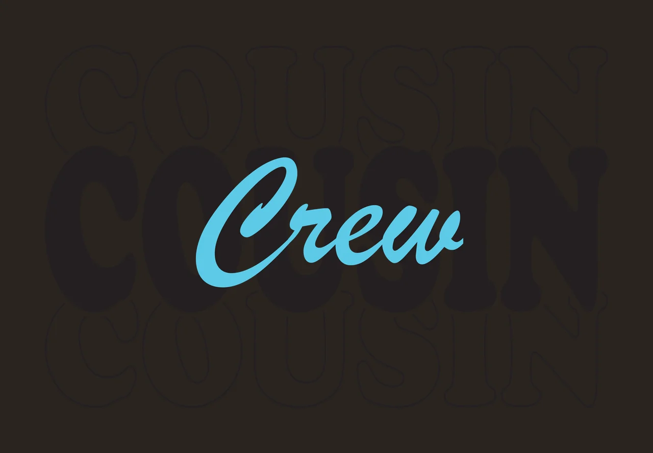 Cousin Cousin Cousin Stacked Black Lettering typography white contrast preview thumbnail