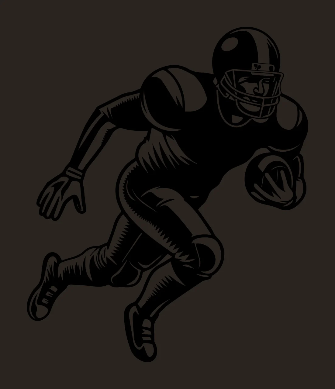 Football Player Running Holding Ball helmet black white sport contrast preview thumbnail