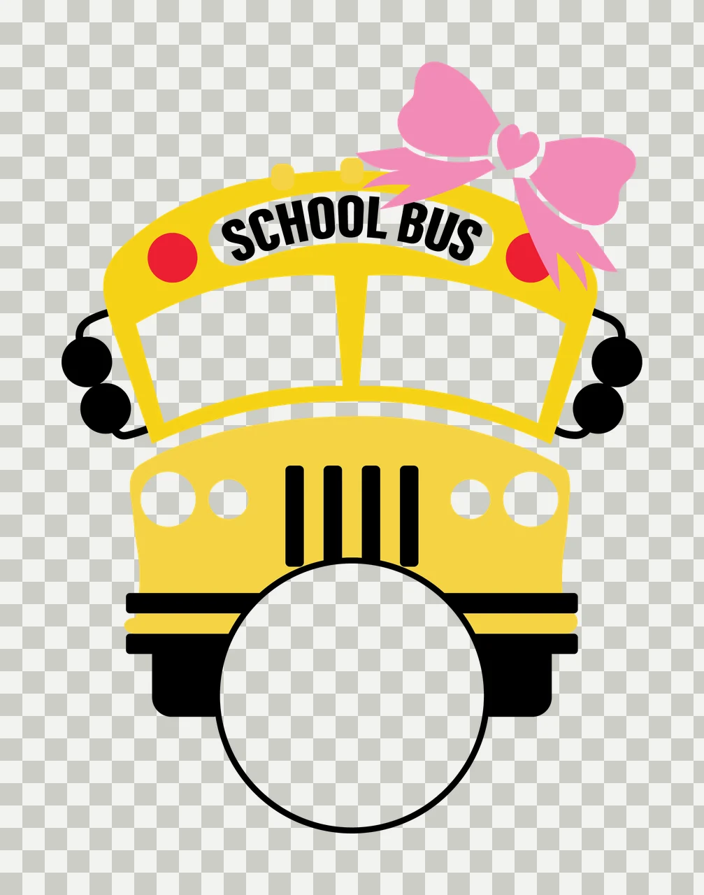 School Bus Front View Of Silhouette With Bow circle headlights transparency and detail preview thumbnail