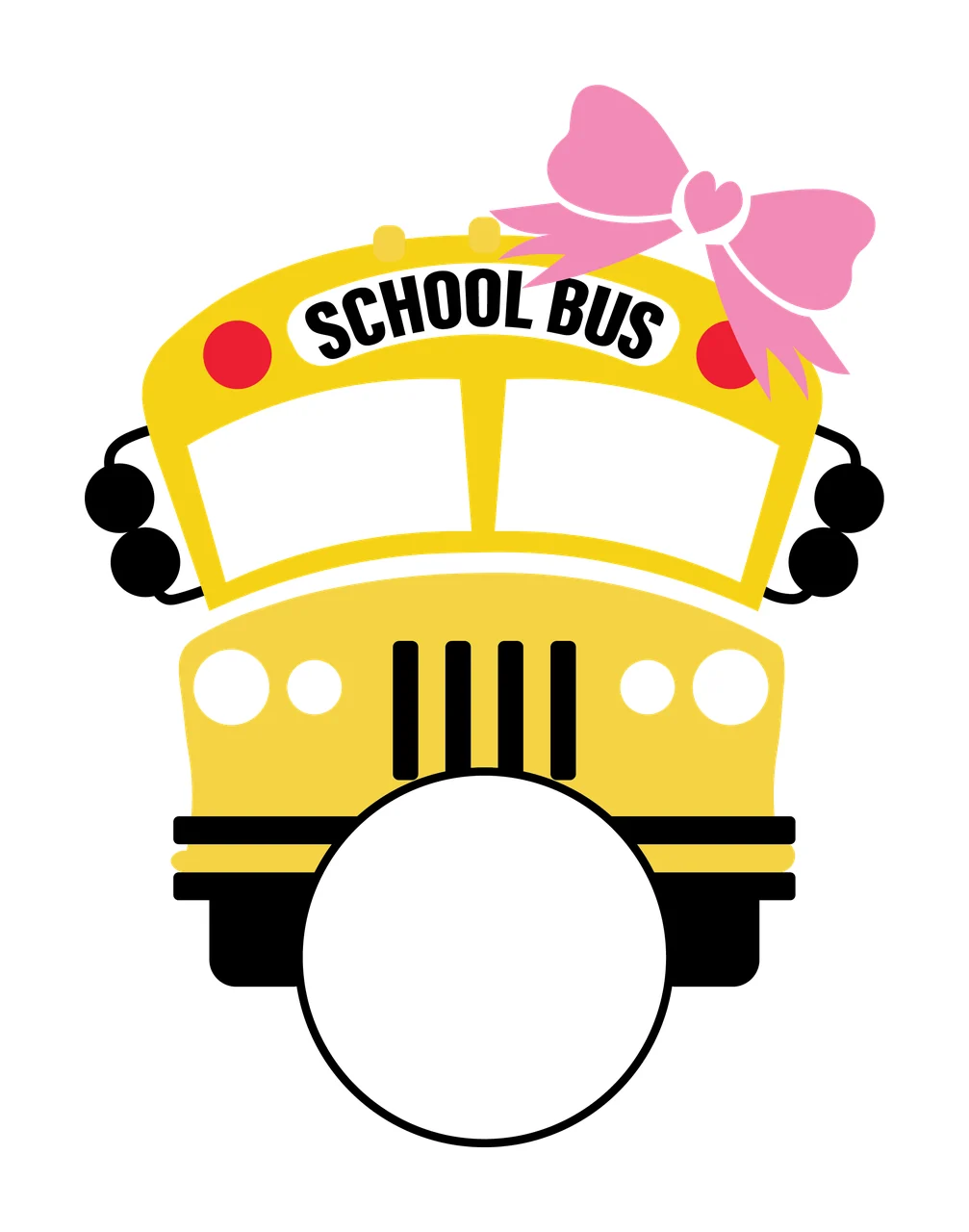 School Bus Front View Of Silhouette With Bow circle headlights