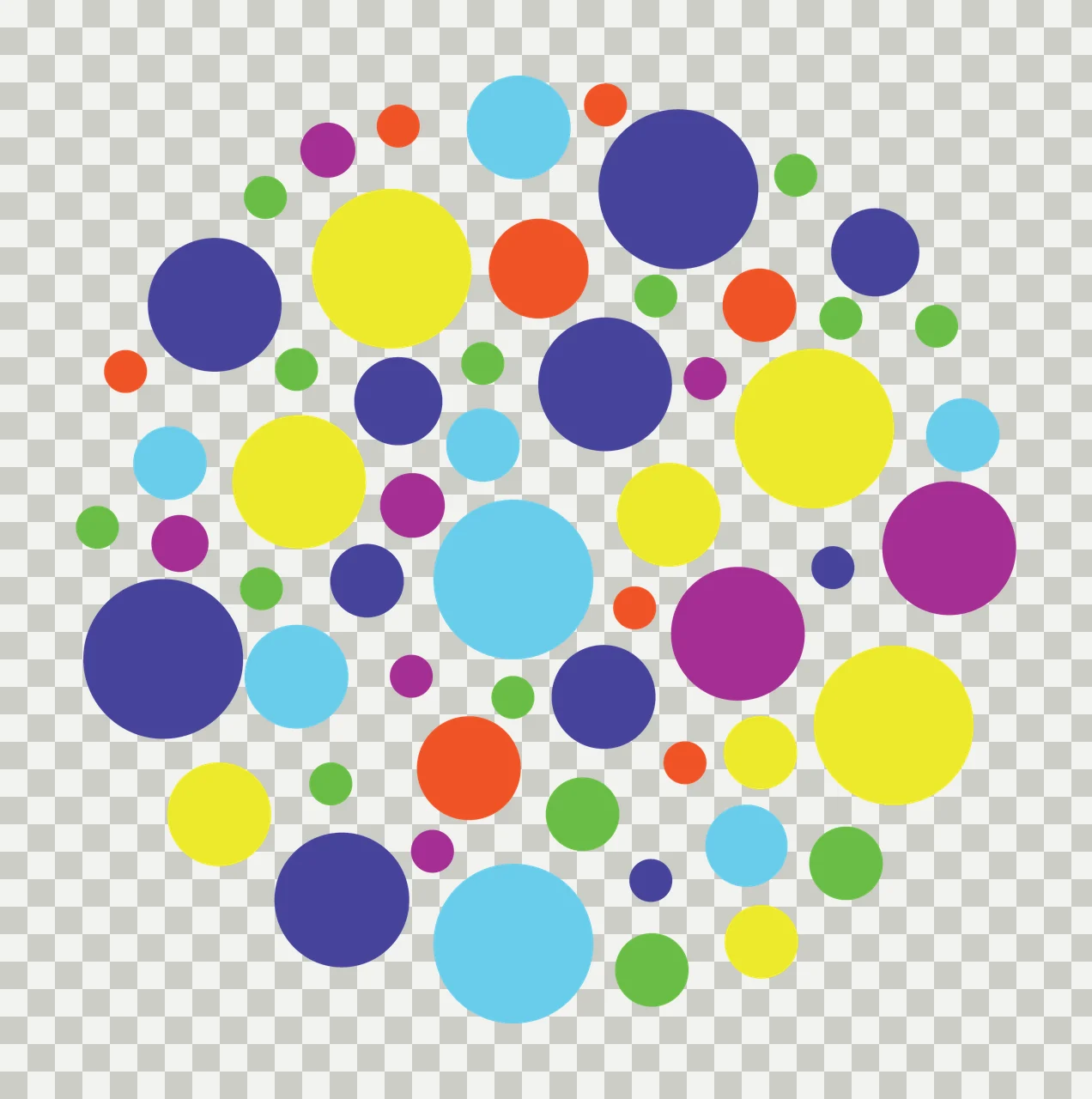 Circular Composition Of Many Small Black Solid Polka dots arranged transparency and detail preview thumbnail