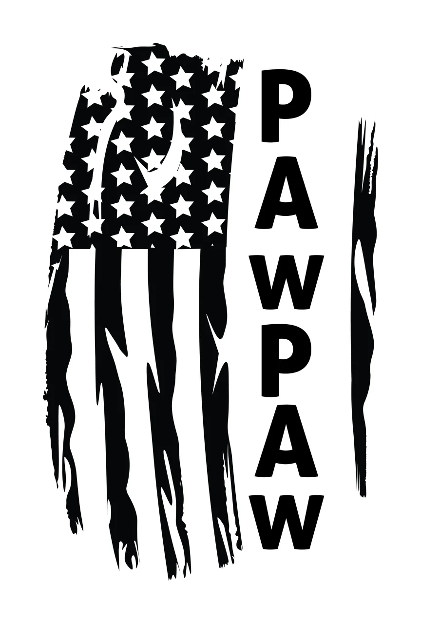 Flag Pawpaw Vertical Distressed Graphic With The Word displaying text