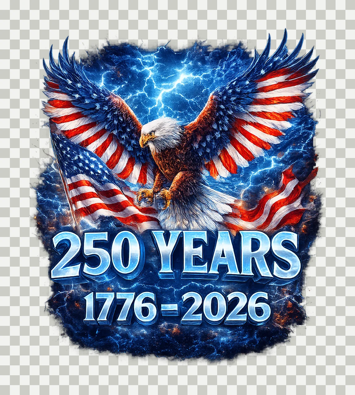 American Eagle Flag 250th Anniversary USA Independence Day transparency and detail preview thumbnail