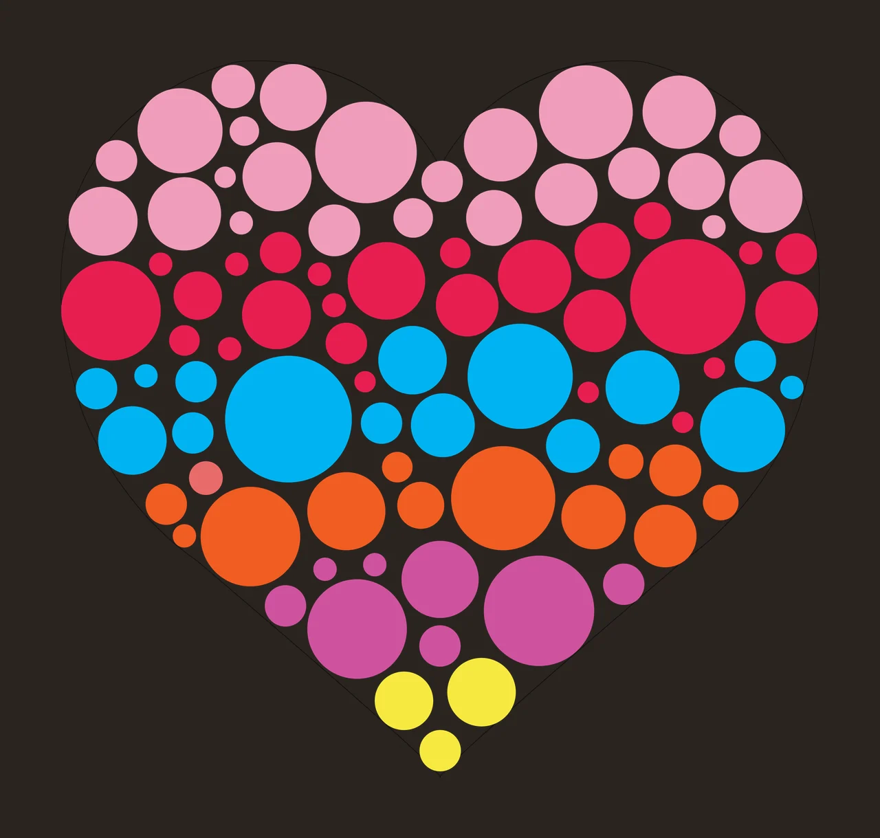 Heart Filled With Many Different Circles dots black white pattern contrast preview thumbnail