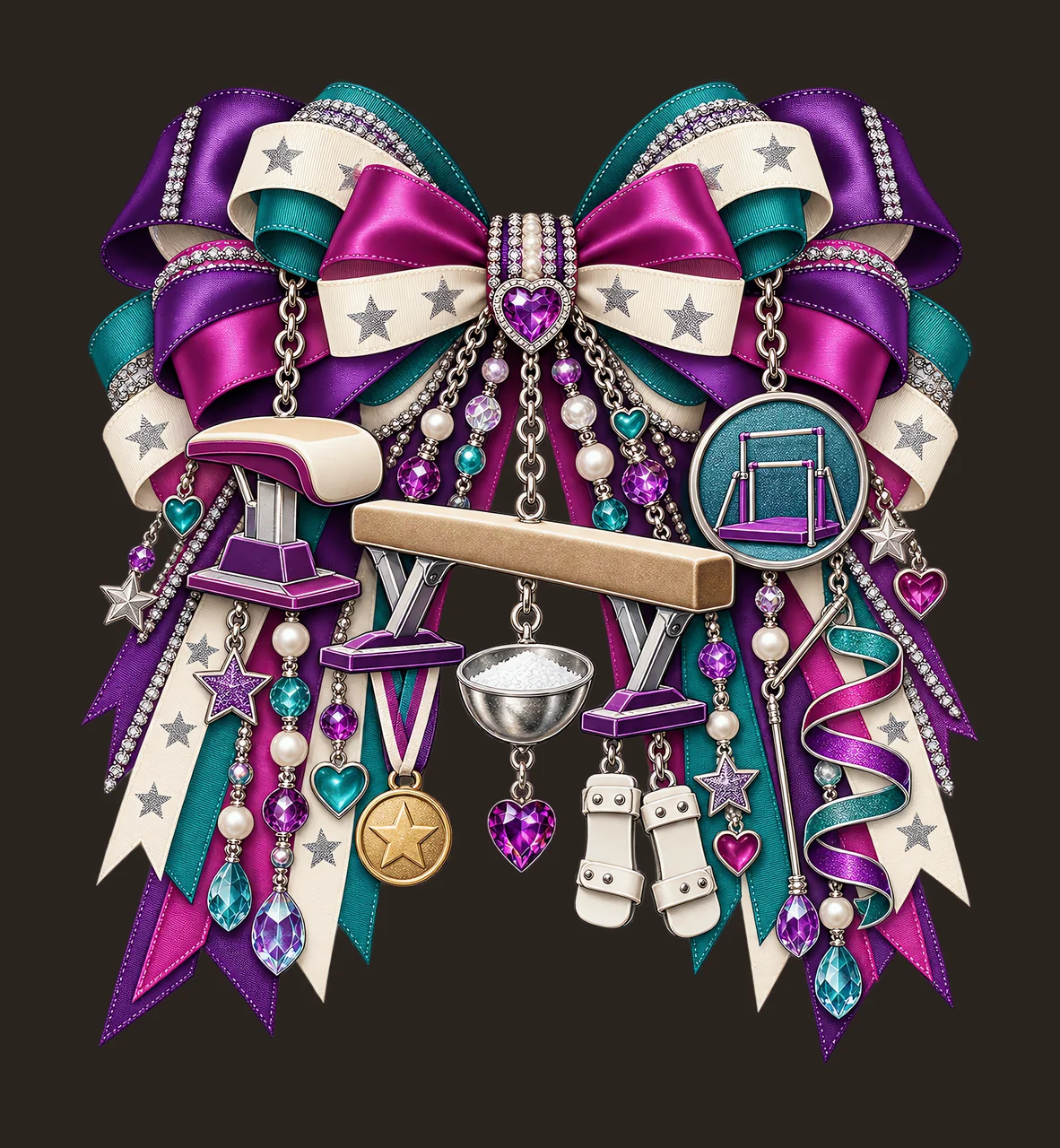 Gymnastics PNG, Balance Beam and Gymnastic Rings Coquette Bow, No Text Sublimation Clipart, Transparent Digital Download contrast preview thumbnail